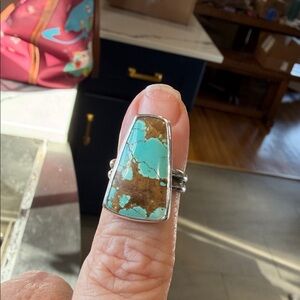 Turquoise and Brown Stone Ring. ONE-OF-A-KIND.